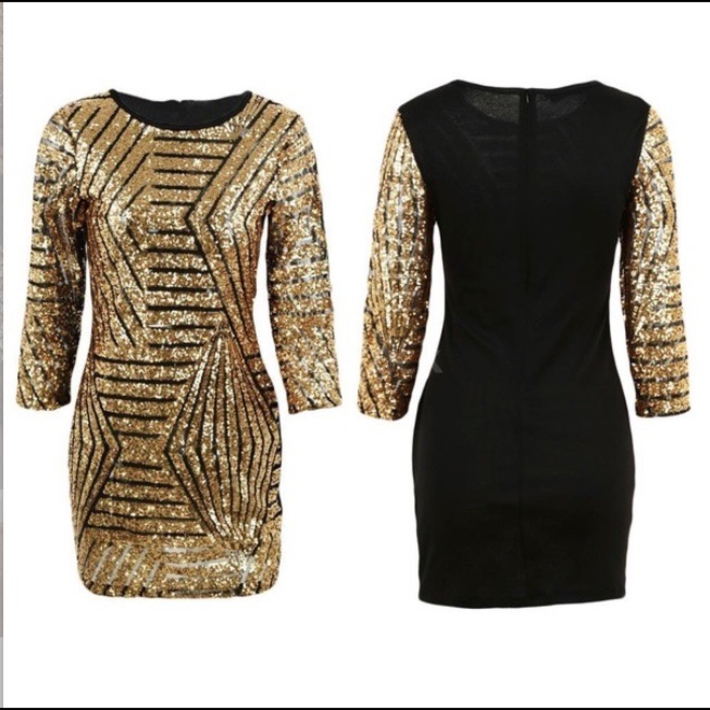 Gold sequin party dress